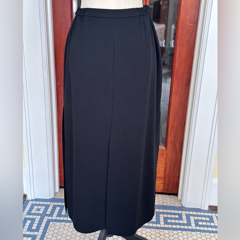 ILDI MARSHALL | Vintage Black Maxi Skirt, Unique with Two Split Layers, Size 12